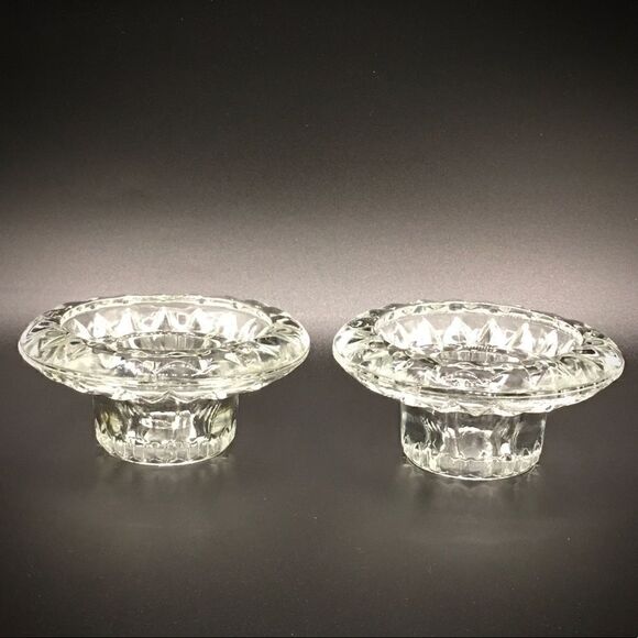 Vintage Faceted Round Crystal Taper Candle Holders - Picture 1 of 16